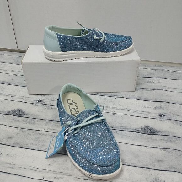 HEY DUDE WENDY DISCO AZUR YOUTH SIZE 1 BLUE - Picture 1 of 7